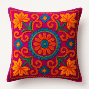 Colorful Embroidered Cushion